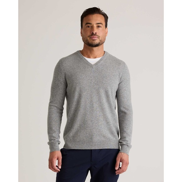 Quince Other - Quince Mongolian Cashmere V-Neck Sweater Heather Grey Large New With Tags